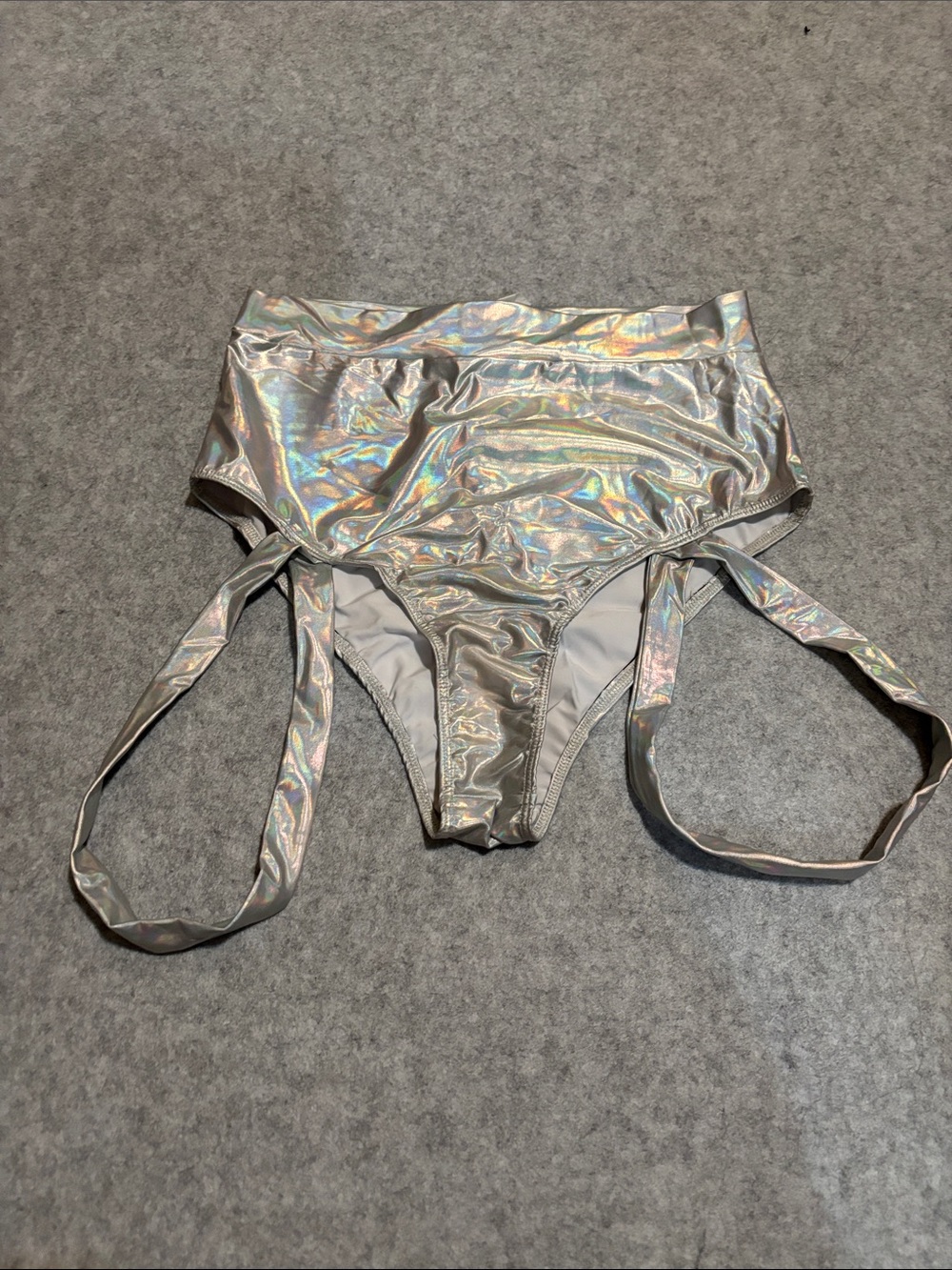 iHeartRaves Holographic High-Waist Rave Bottoms with Strappy Leg Garters
